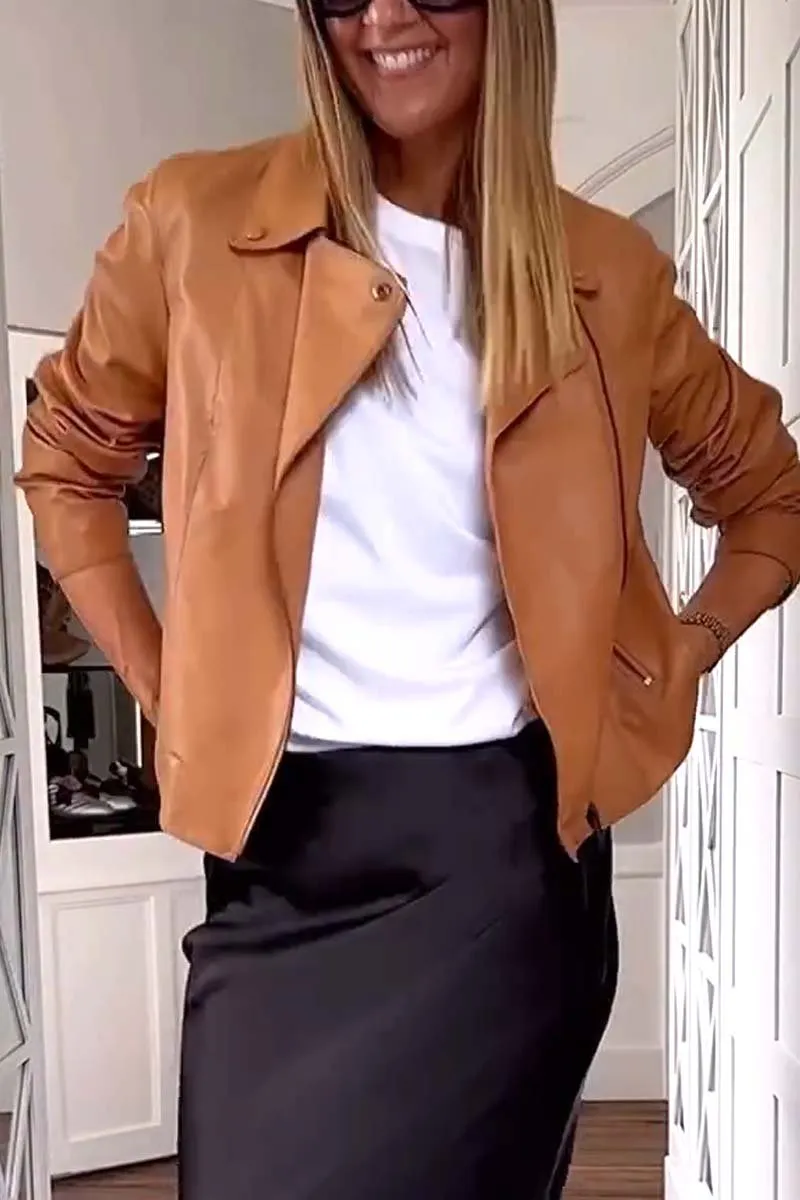 Women's leather motorcycle jacket